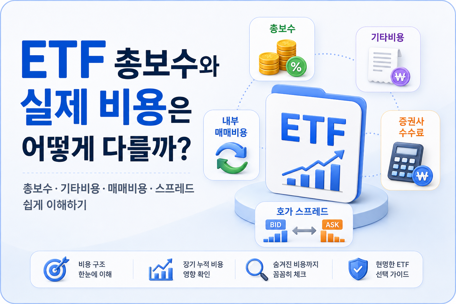 ETF 총보수와 실제 비용의 차이를 설명하는 대표 이미지